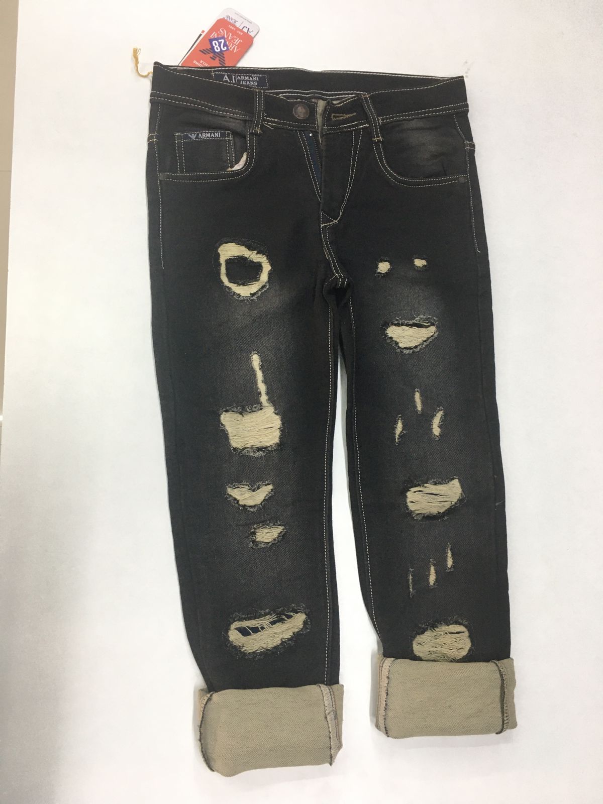 ARMANI MEN'S SCRATCH JEAN BLACK COLOUR