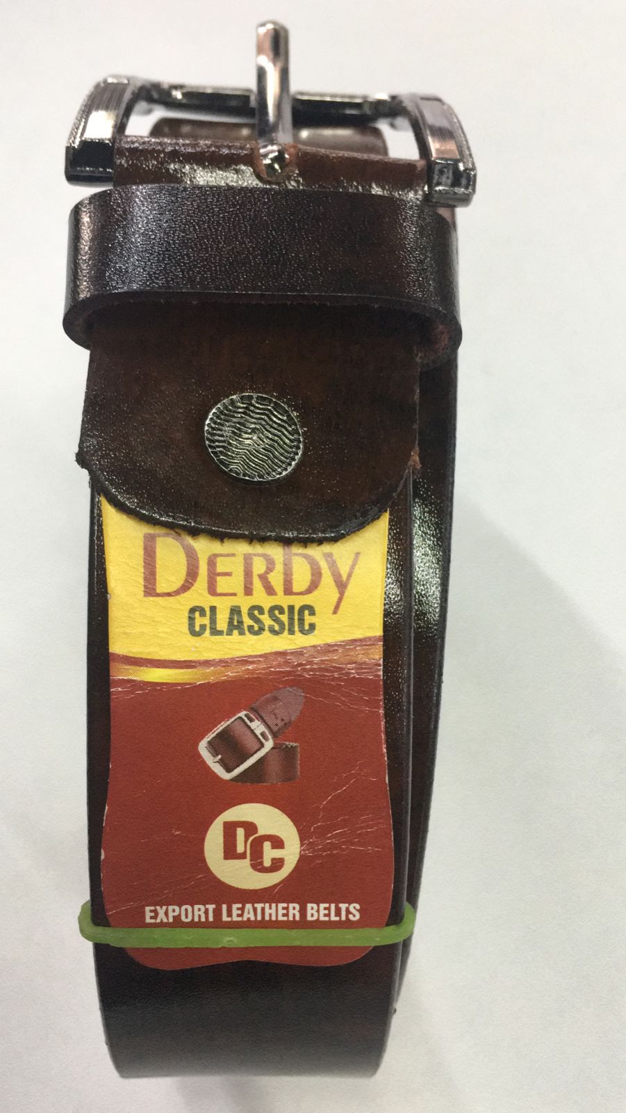DERBY CLASSIC LEATHER BELT FOR GENTS DARK BROWN COLOUR