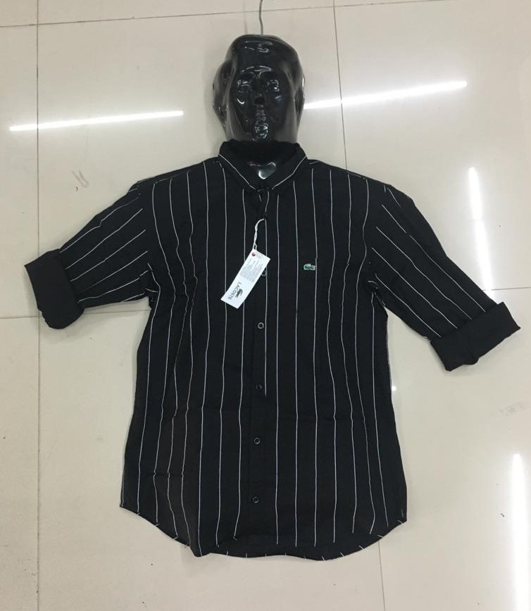 Lacoste   black lined Gents shirt 