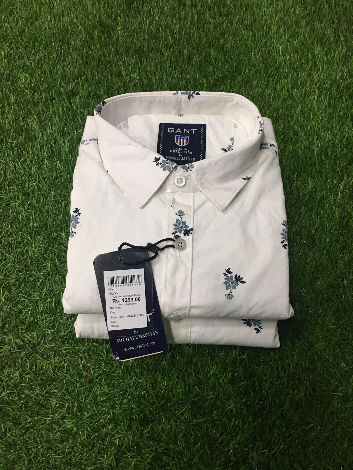 GANT WHITE PRINT SHIRT FOR GENTS