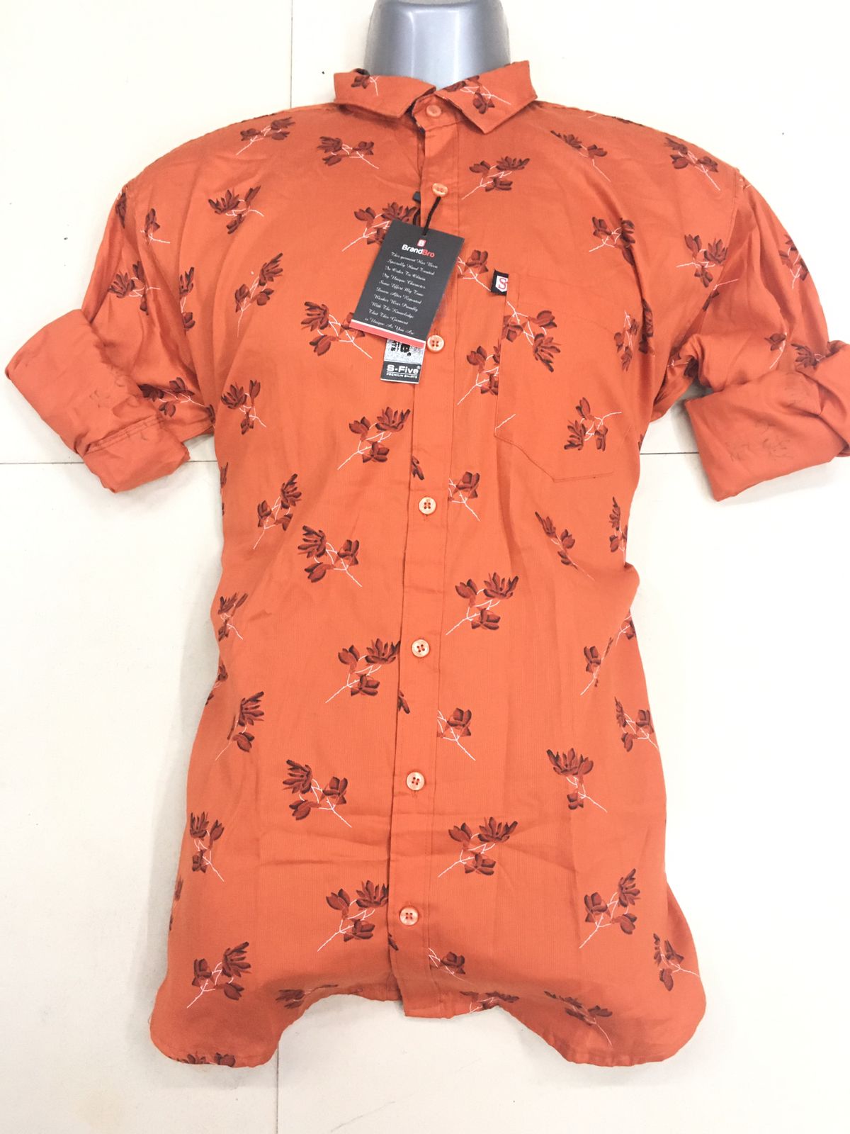 S FIVE COTTON SHIRT FOR GENTS ORANGE COLOUR