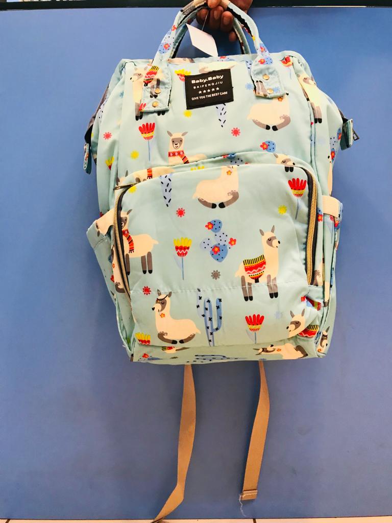 NEW BABY DAY MOTHER BAG WITH LIGHT GREEN COLOUR AND PRINT DESGNING