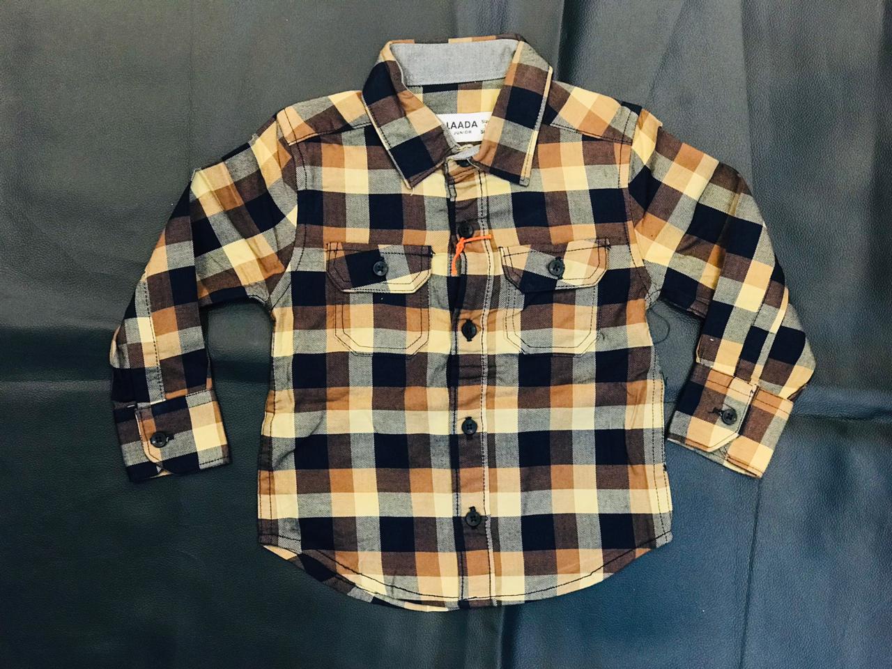 LADA BLACK AND PEECHE CHECK-SHIRT FOR KIDS