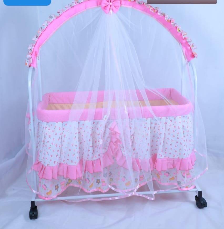 ROSE BABY  CRADLE PINK AND WHITE COLOUR