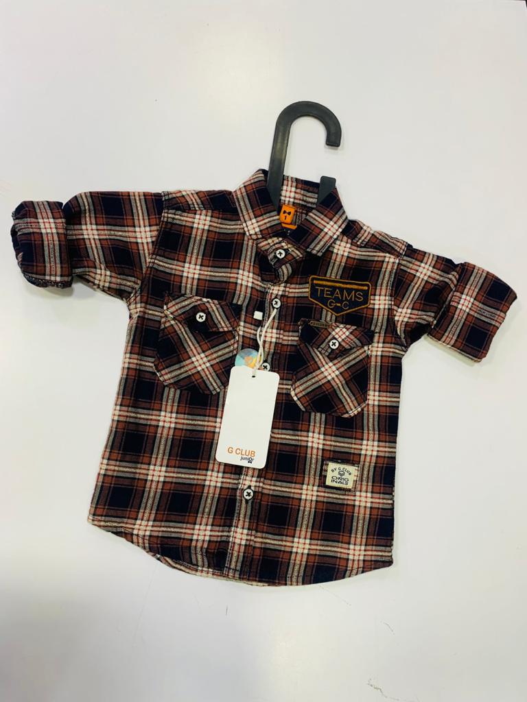 G-CLUB MULTIPLE COLOUR BLACK WITH RED AND GRAY CHECK-SHIRT FOR BOYS