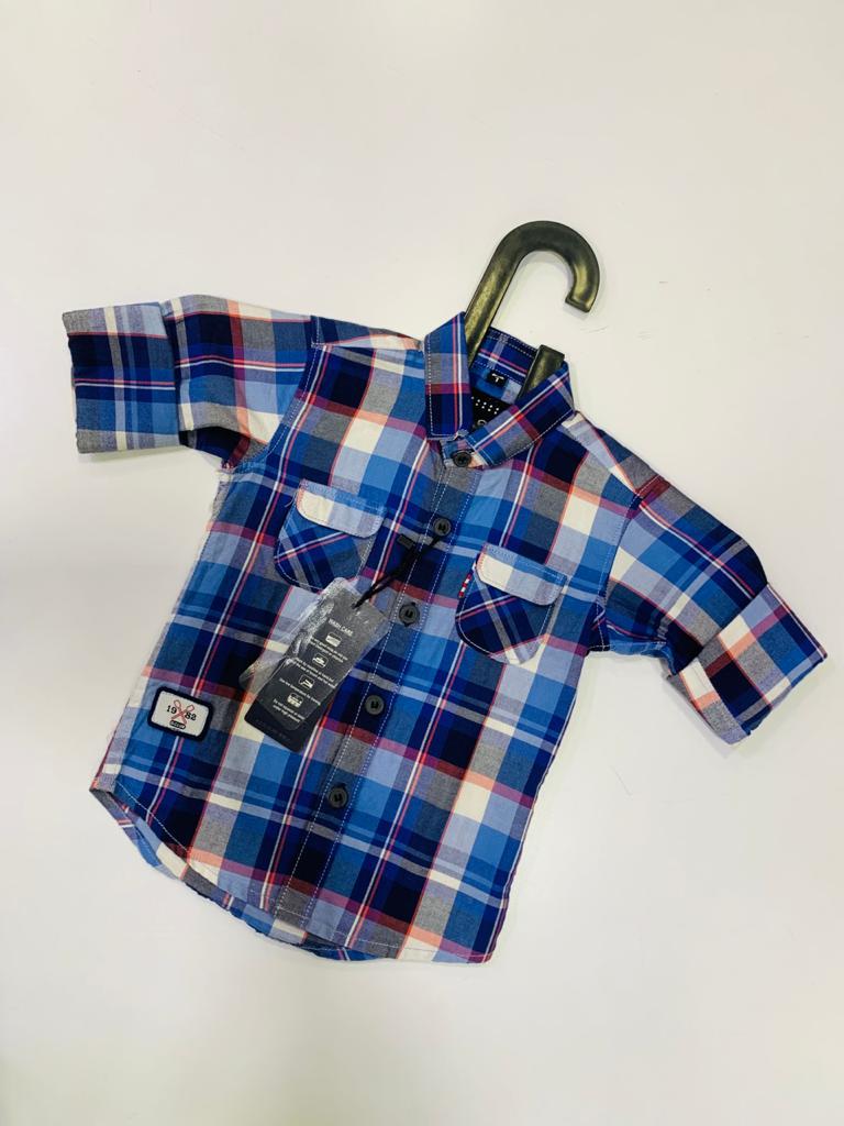 G-CLUB MULTIPLE COLOUR BLUE WITH WHITE CHECK-SHIRT FOR BOYS