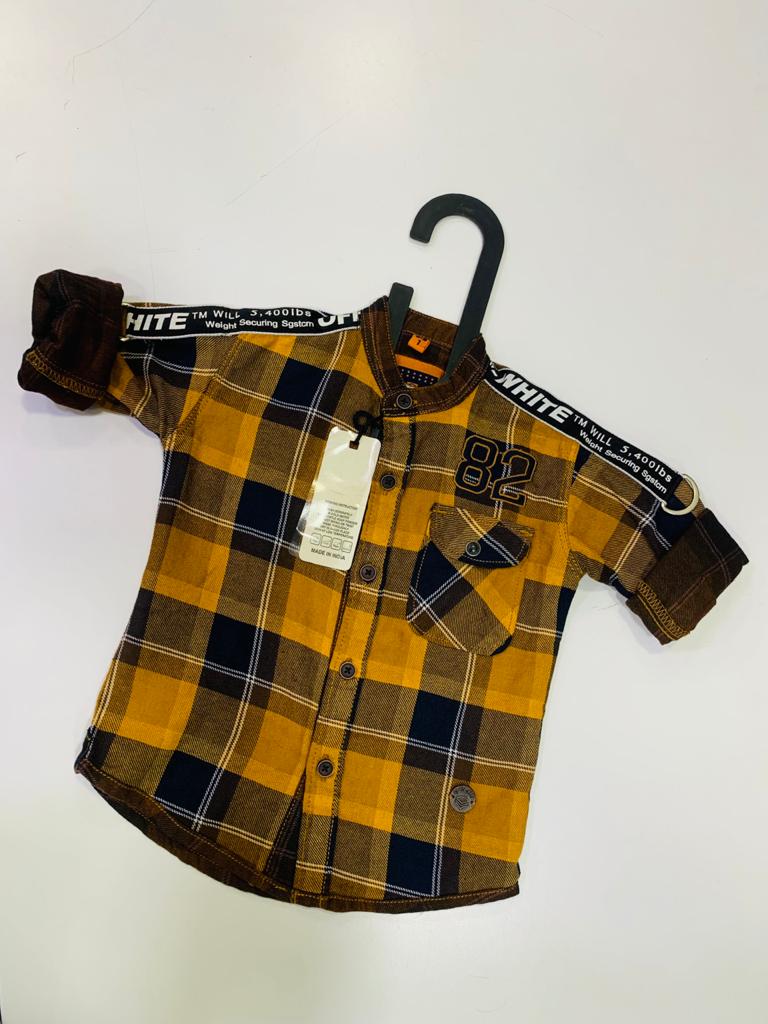 G-CLUB MULTIPLE COLOUR YELLOW WITH BROWN CHECK-SHIRT FOR BOYS