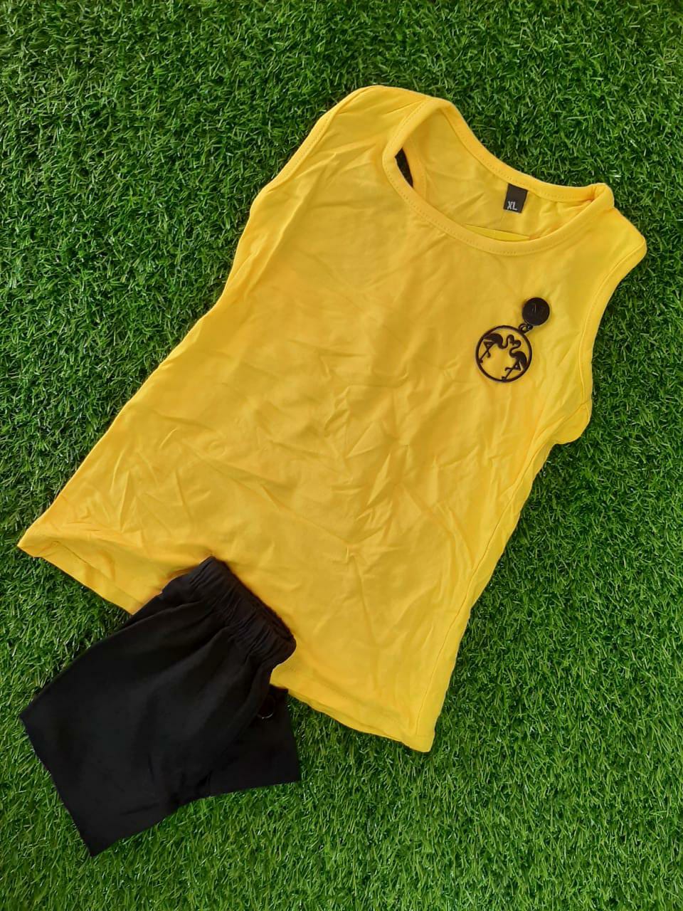 KIDS CAMP LEGGING AND TOP, YELLOW COLOUR TOP BLACK PANT FOR KIDS