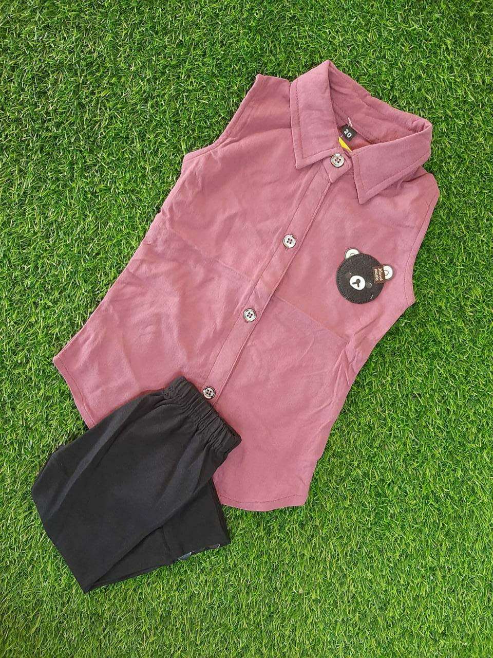 KIDS CAMP LEGGING AND TOP, LIGHT VIOLET COLOUR TOP BLACK PANT FOR KIDS