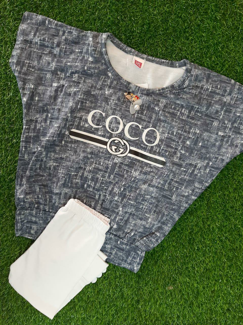 KIDS CAMP LEGGING AND TOP, COCO GRAY COLOUR TOP WHITE PANT FOR KIDS