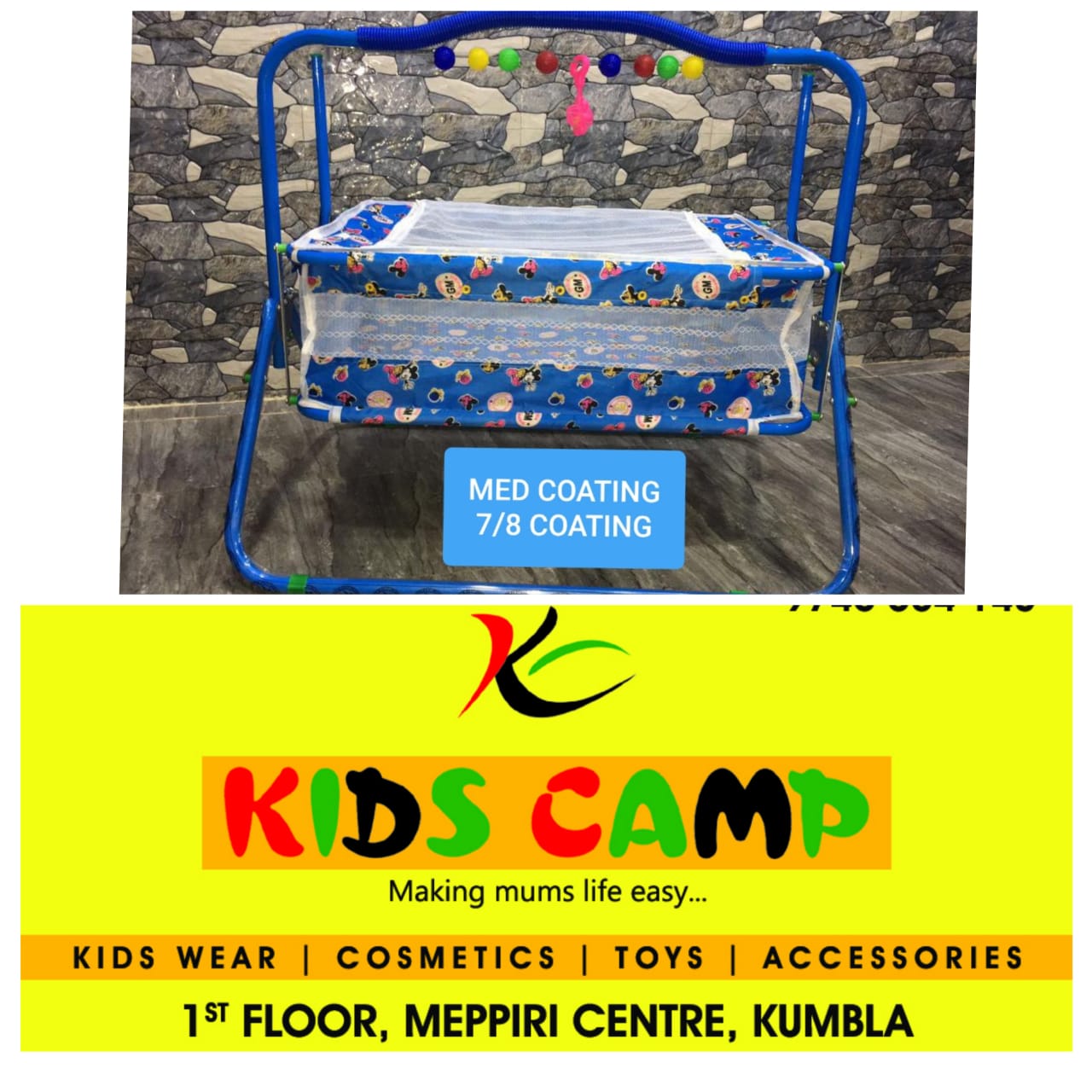 New Born Baby Swing Cradle with Mosquito Net blue colour
