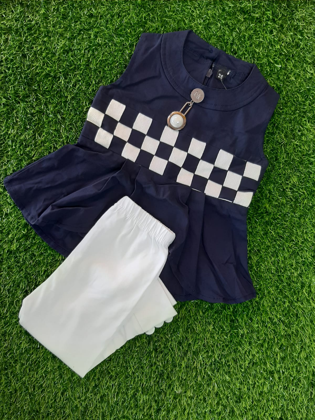 KIDS CAMP LEGGING AND TOP, BLUE COLOUR TOP WHITE PANT FOR KIDS