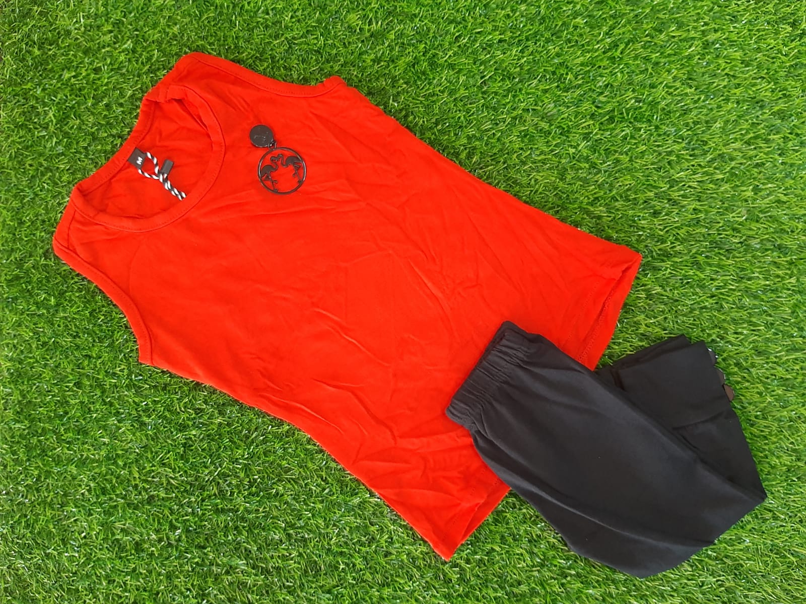 KIDS CAMP LEGGING AND TOP, RED COLOUR TOP BLACK PANT FOR KIDS