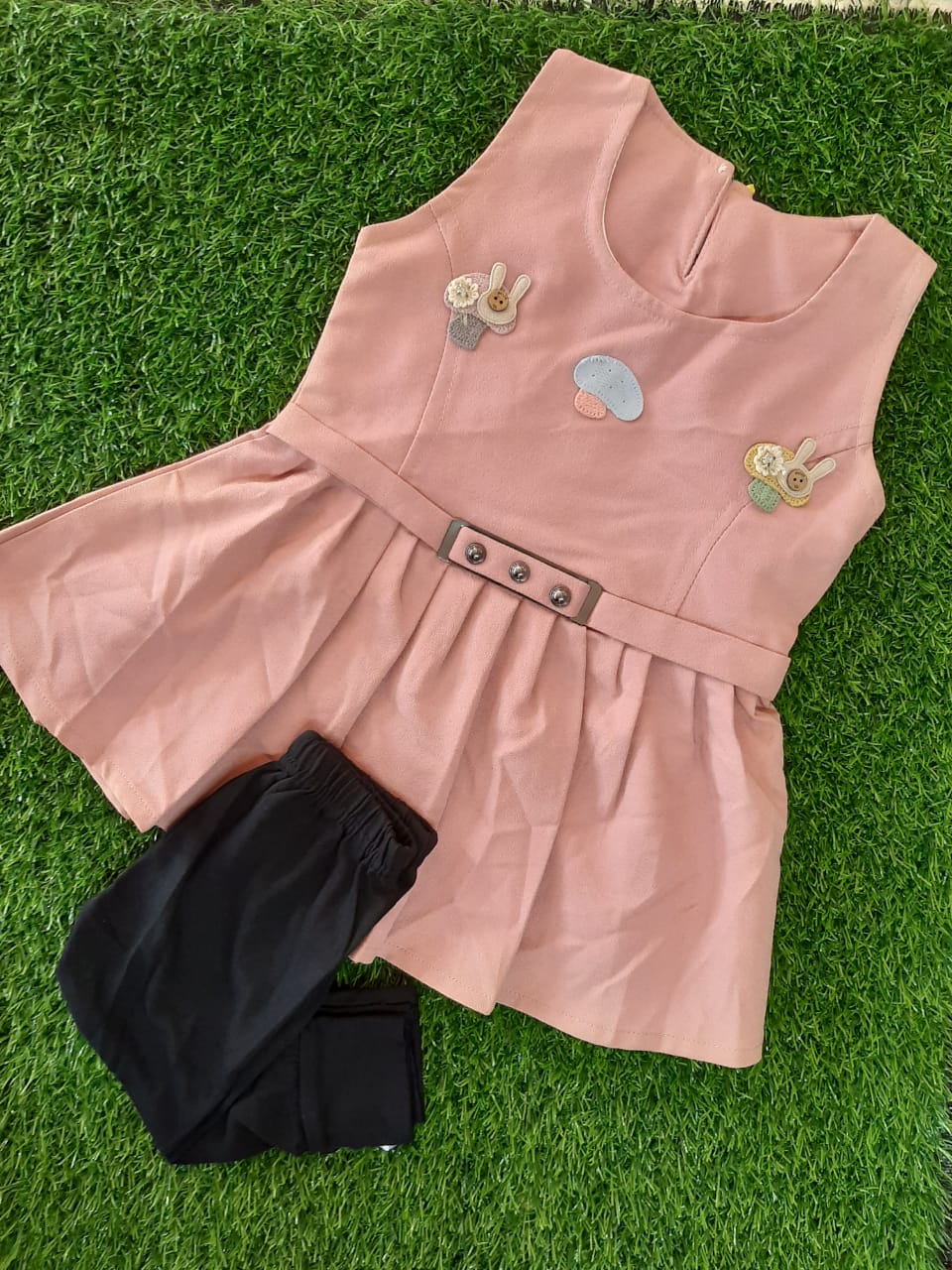 KIDS CAMP LEGGING AND TOP, LIGHT PINK  COLOUR TOP BLACK PANT FOR KIDS