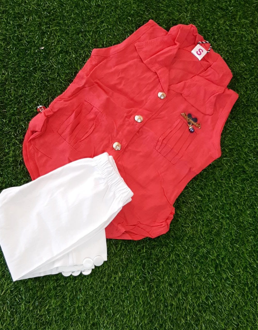 KIDS CAMP LEGGING AND TOP,  PINK COLOUR TOP WHITE PANT FOR KIDS