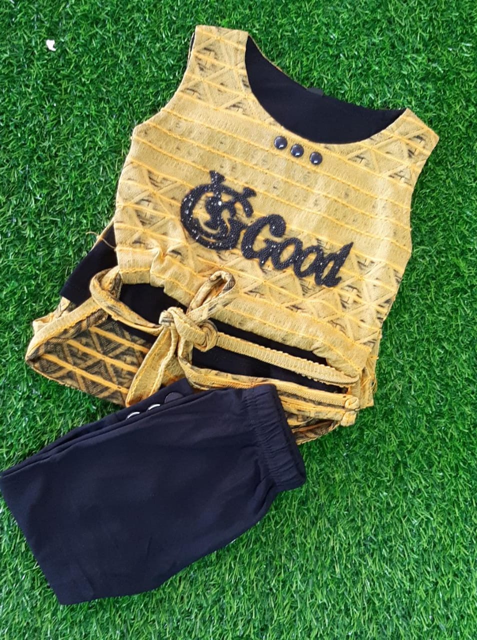 KIDS CAMP LEGGING AND TOP, CREAM COLOUR TOP BLUE PANT FOR KIDS