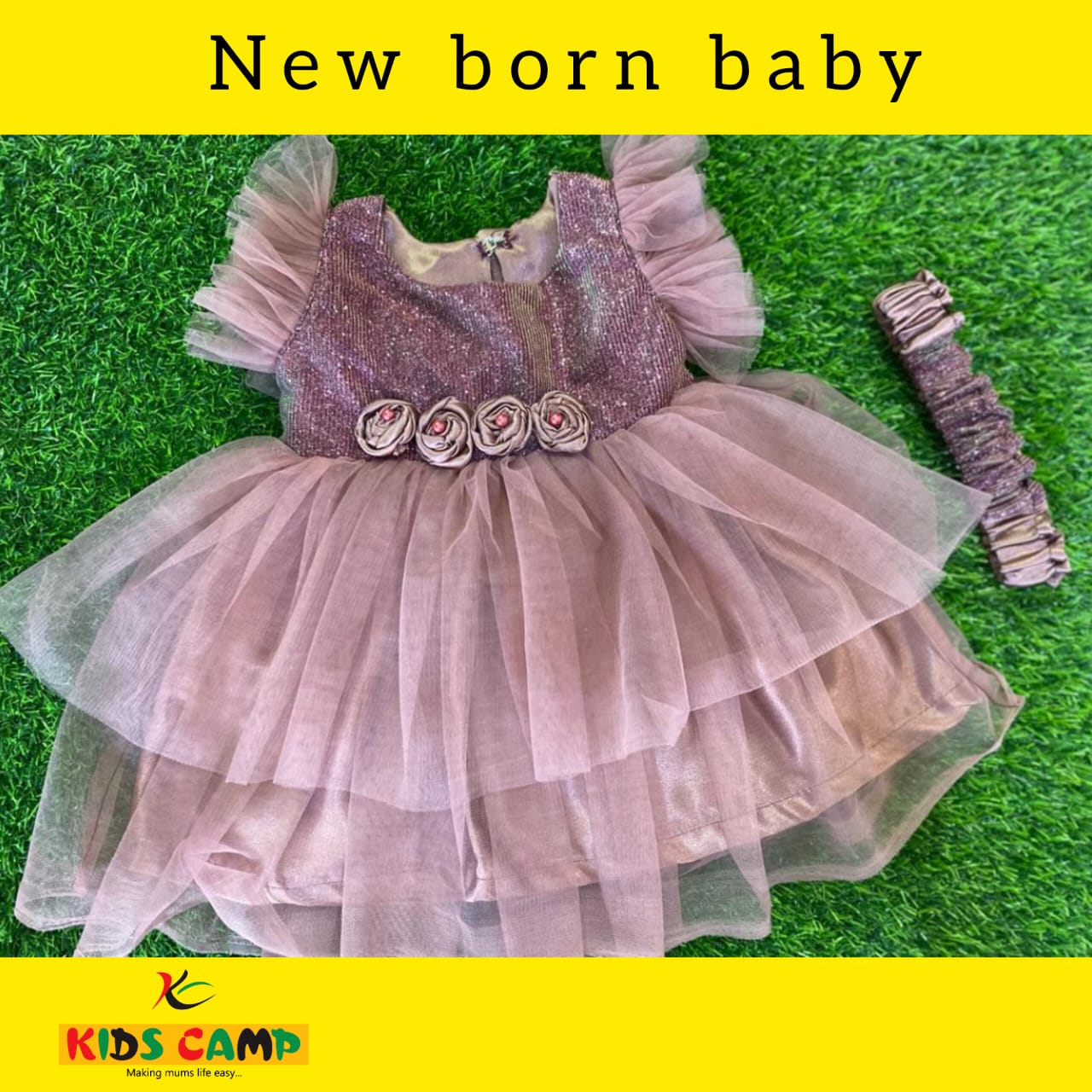 Kids Camp New Born Baby Dress (Orchid)